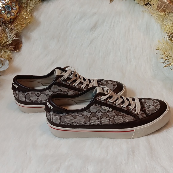 Coach /Monogram Leather Low-Top Sneakers - Picture 4 of 8